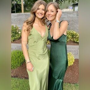 Privacy Please Light and Dark Green Midi Dresses